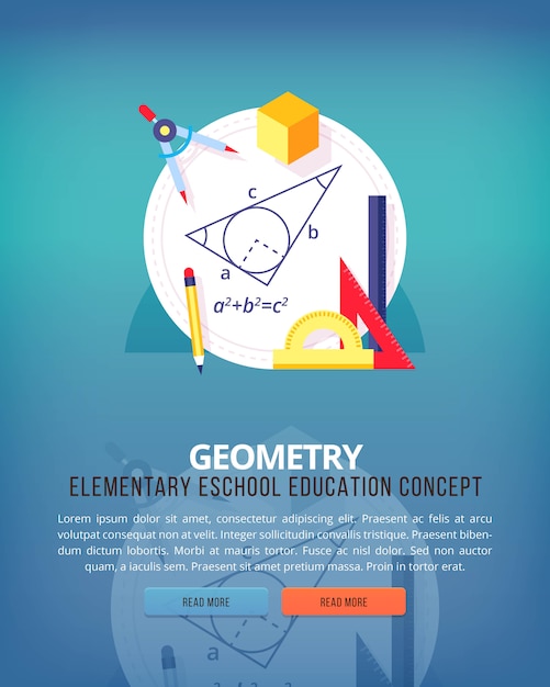 Conjunto de conceptos de ilustración para geometría educación y conocimiento de ideas. ciencia matemática. conceptos para banner web y material promocional.