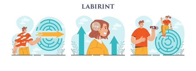 Conjunto de conceptos de laberinto Toma de decisiones o resolución de problemas Carácter