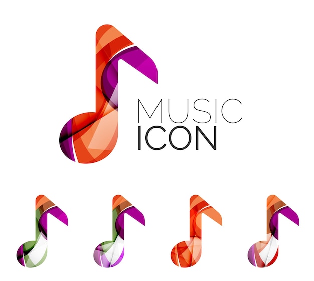 Conjunto de conceptos de logotipo de empresa de icono de nota de música abstracta diseño geométrico moderno limpio