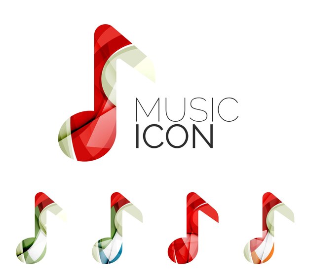 Conjunto de conceptos de logotipo de empresa de icono de nota de música abstracta diseño geométrico moderno limpio