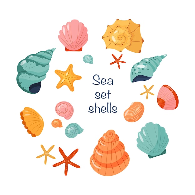 Conjunto de conchas marinas vector iconos aislados