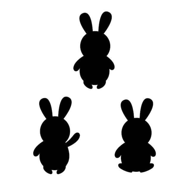 Vector conjunto de conejitos conejito silueta ilustración vectorial