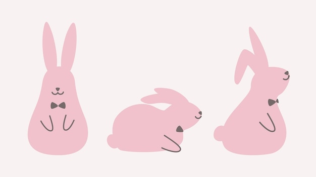 Conjunto de conejos para Pascua Diseño plano Ilustración vectorial simple de conejo