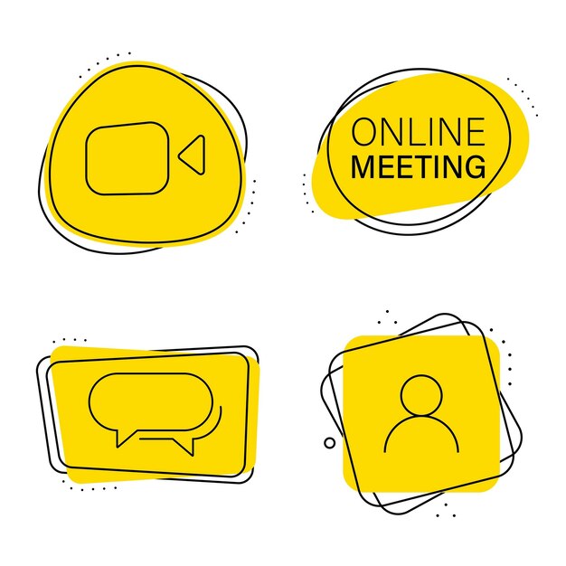 Conjunto de conferencias de pegatinas de videollamadas con iconos
