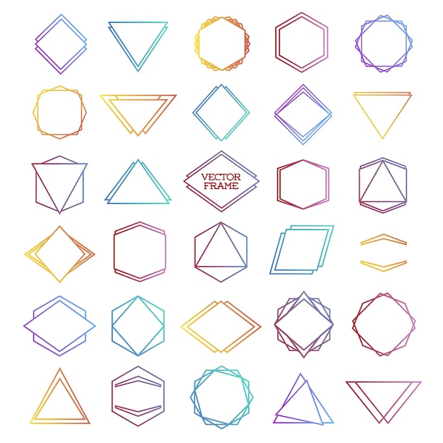 Conjunto de conjunto de colores del logotipo del marco de línea Elementos de diseño vectorial signos logotipos etiquetas de identidad insignias pegatinas de ropa y otros objetos Ilustración vectorial Estilo hipster