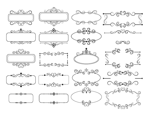 Conjunto de conjunto de varios elementos de los ornamentos del marco - Vector