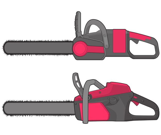 Conjunto de conjuntos de sierras de cadena ilustración aislada arte vectorial sierras de cadena vectorial de gasolina sierra moderna