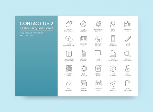 Conjunto de Contáctenos Iconos de servicio Asistencia Soporte
