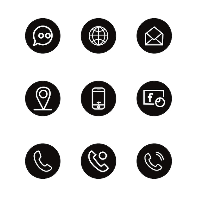 conjunto de contacto con nosotros icono comunicación icono paquete de diseño plantilla