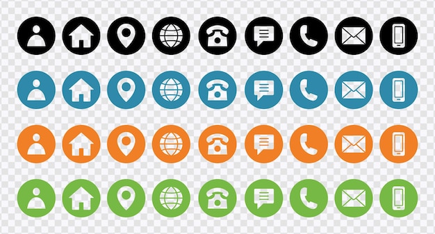 conjunto de contactos con nosotros iconos ilustración vectorial conjunto de iconos web sitio web iconos vectorial eps 10