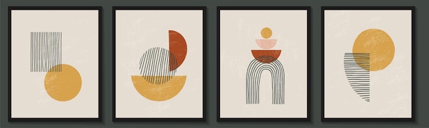 Conjunto contemporáneo de moda de carteles minimalistas geométricos creativos abstractos