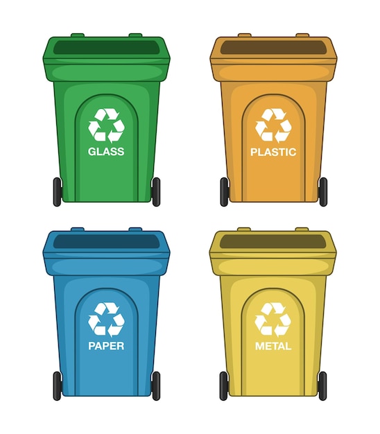 Vector conjunto de contenedores de reciclaje con diseño vectorial de símbolos