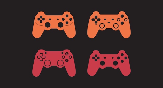 Conjunto de control de juegos con símbolos vectoriales de joystick y gamepad