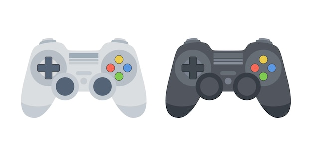 Conjunto de controladores de juego. Mandos en blanco y negro. Ilustración de gamepad para web, aplicaciones móviles, diseño. Vector.