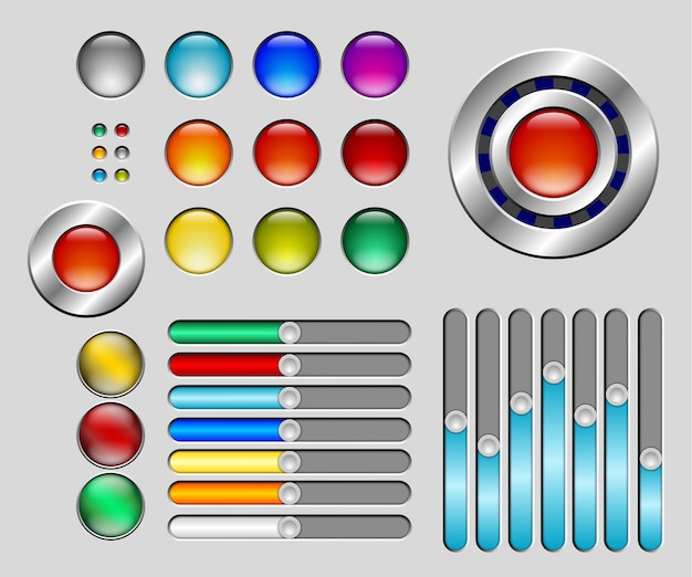 Conjunto de controles deslizantes y botones de colores