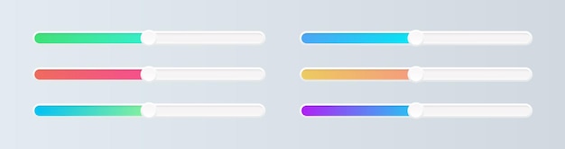 Conjunto de controles deslizantes elementos de interfaz de usuario degradados interruptores para aplicaciones móviles de páginas web