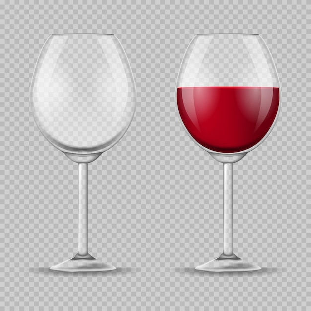 Vector conjunto de copa de vino 3d detallado realista vector