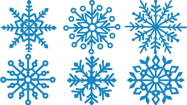 Conjunto de copos de nieve azules