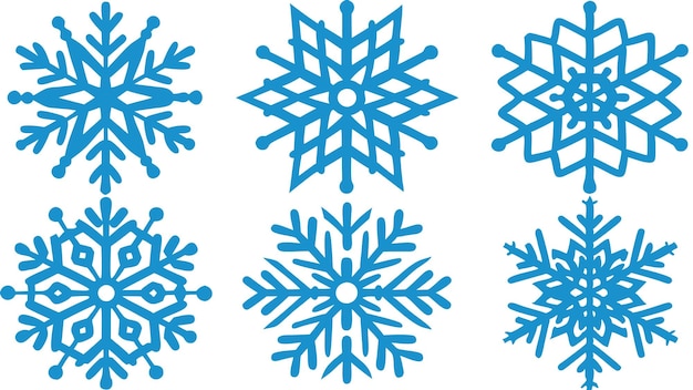 Conjunto de copos de nieve azules