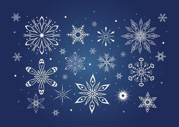 Conjunto de copos de nieve Corredores elaborados circulares para la impresión de decoración de diseño Elementos de pegatinas de invierno
