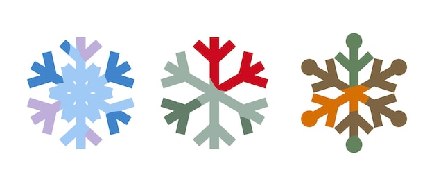 Conjunto de copos de nieve creativos en estilo geométrico Nieve