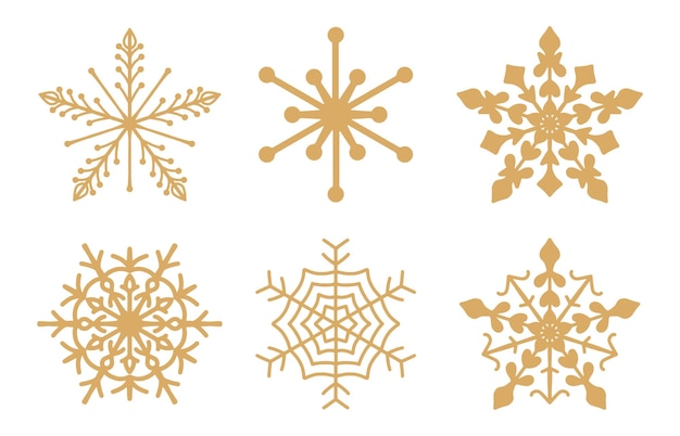 Conjunto de copos de nieve diseño de Navidad pro vector