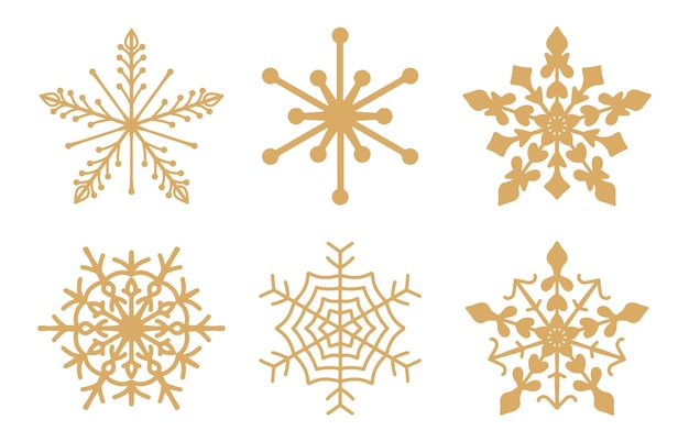 Vector conjunto de copos de nieve diseño de navidad pro vector