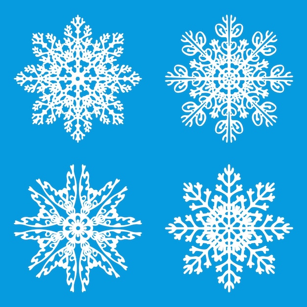 Conjunto de copos de nieve para diseño navideño Vector Premium