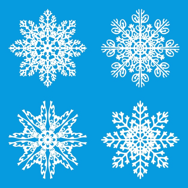 Conjunto de copos de nieve para diseño navideño vector premium