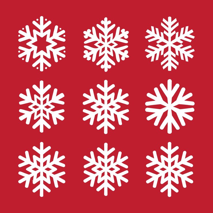 Vector conjunto de copos de nieve diseño único de vacaciones de invierno para proyectos festivos