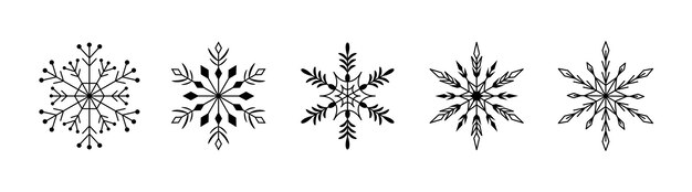 Conjunto de copos de nieve Iconos de copos de nieve aislados sobre fondo blanco