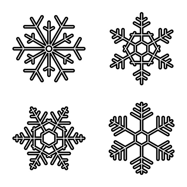 Conjunto de copos de nieve ilustración fondo de invierno