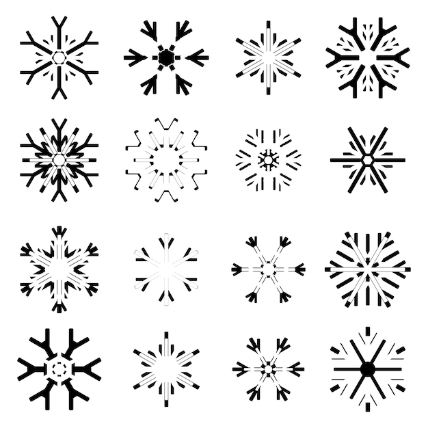 Conjunto de copos de nieve ilustración vectorial de invierno