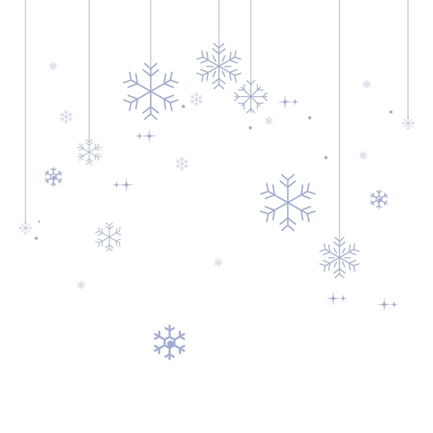 Un conjunto de copos de nieve de invierno de fondo blanco silueta de icono aislado frontera de invierno noche de nieve