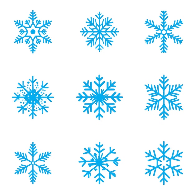 Conjunto de copos de nieve de Navidad con fondo blanco
