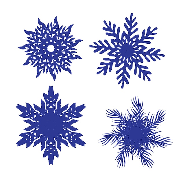 Conjunto de copos de nieve. Patrón de corte láser para tarjetas de papel navideñas, elementos de diseño, álbumes de recortes. Ilustración vectorial. Ilustración de vector de calado de copo de nieve