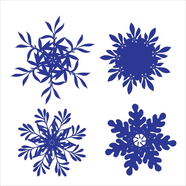 Vector conjunto de copos de nieve. patrón de corte láser para tarjetas de papel navideñas, elementos de diseño, álbumes de recortes. ilustración vectorial. ilustración de vector de calado de copo de nieve