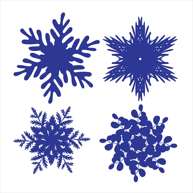 Conjunto de copos de nieve. Patrón de corte láser para tarjetas de papel navideñas, elementos de diseño, álbumes de recortes. Ilustración vectorial.