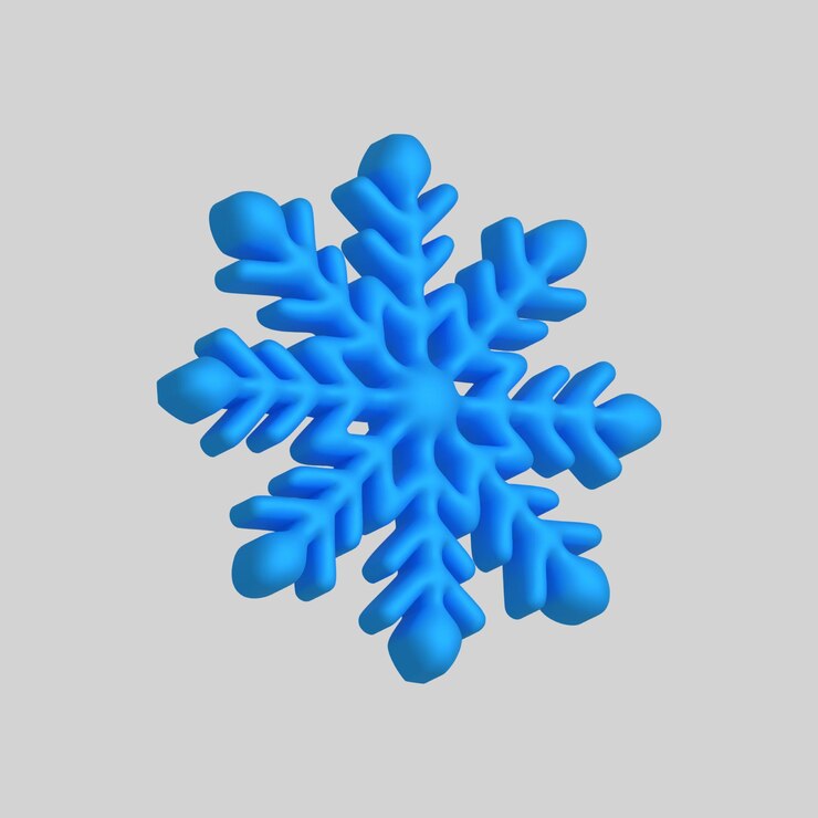 Vector conjunto de copos de nieve de renderización 3d elemento meteorológico realista símbolo vectorial de heladas frías