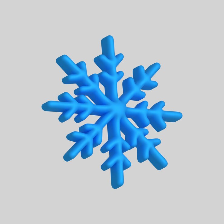 Vector conjunto de copos de nieve de renderización 3d elemento meteorológico realista símbolo vectorial de heladas frías