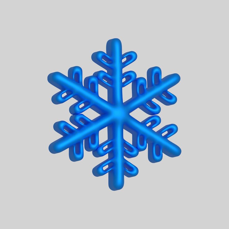 Vector conjunto de copos de nieve de renderización 3d elemento meteorológico realista símbolo vectorial de heladas frías
