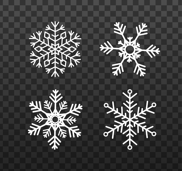 conjunto de copos de nieve sobre un fondo aislado. Ilustración de vector de invierno copos de nieve