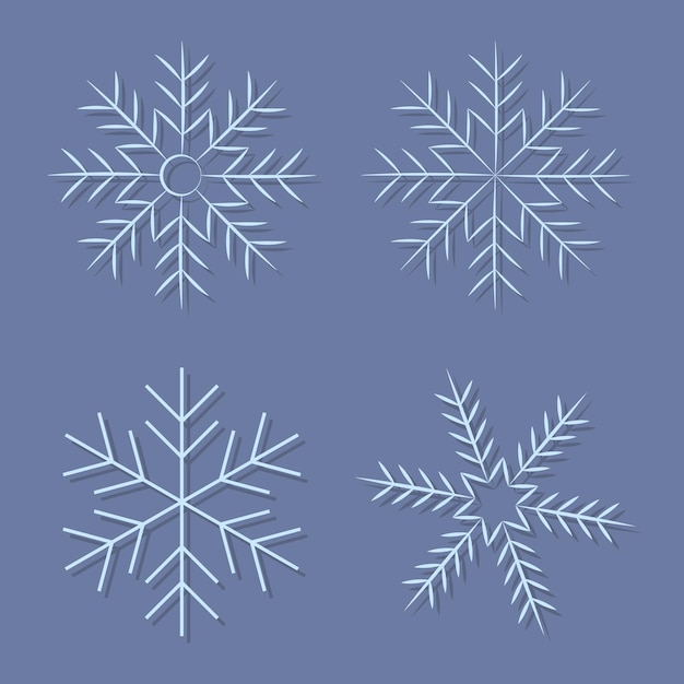 Conjunto de copos de nieve vector ilustración iconos etiquetas