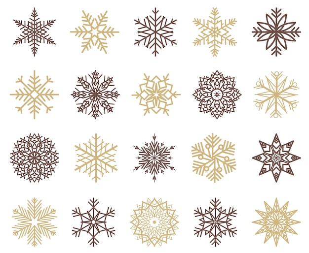 Vector conjunto de copos de nieve vectoriales siluetas de iconas de nieve elementos de diseño para navidad