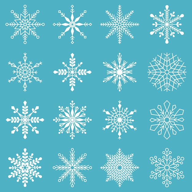 Vector conjunto de copos de nieve.