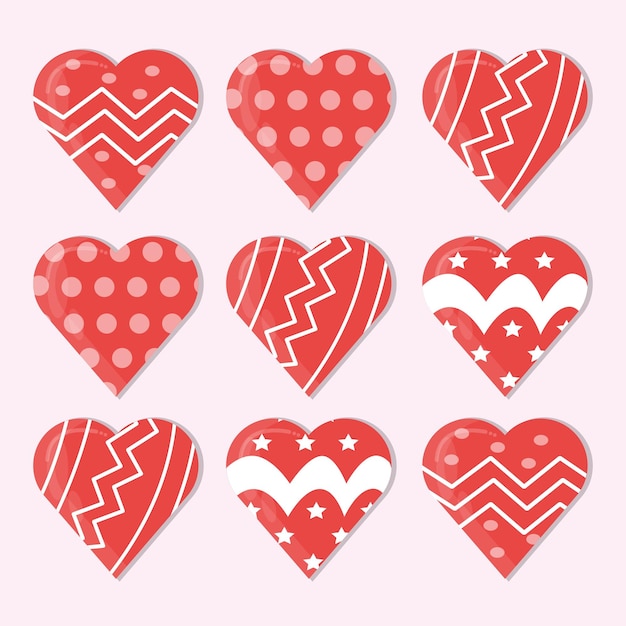 Conjunto de corazón de doodle