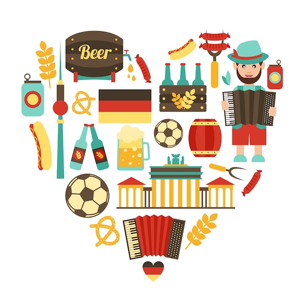 Vector conjunto de corazón de viaje de alemania