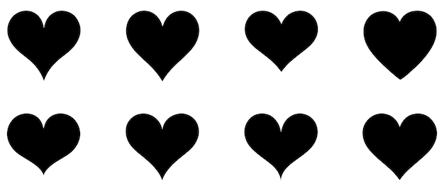 Conjunto de corazones amor sobre un fondo blanco Ilustración vectorial en estilo plano