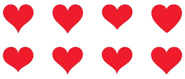 Conjunto de corazones amor sobre un fondo blanco Ilustración vectorial en estilo plano