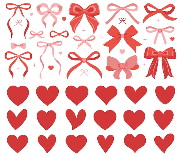 Conjunto de corazones en color rojo iconos de corazón conjunto vectorial conjunto de corazones diferentes formas para el diseño